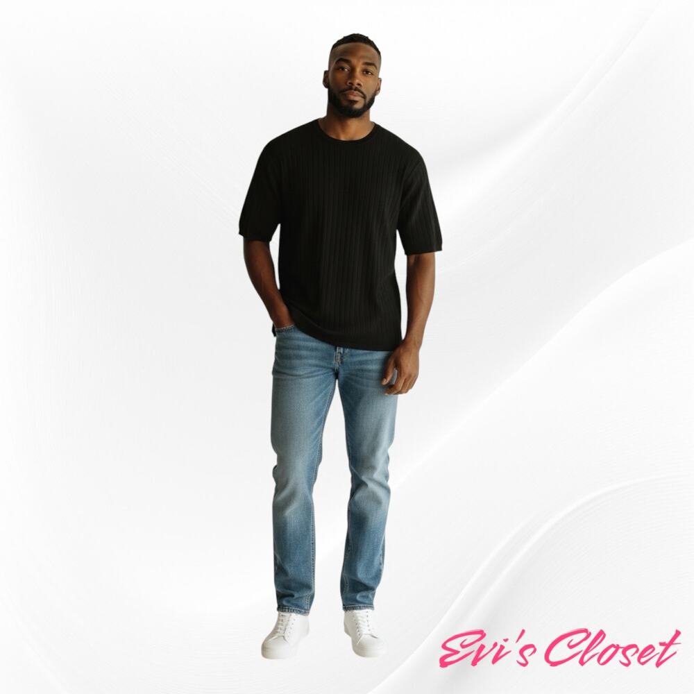 Pronto Uomo Vintage Y2K Men’s Short Sleeve Knit Luxury T-Shirt Black XL